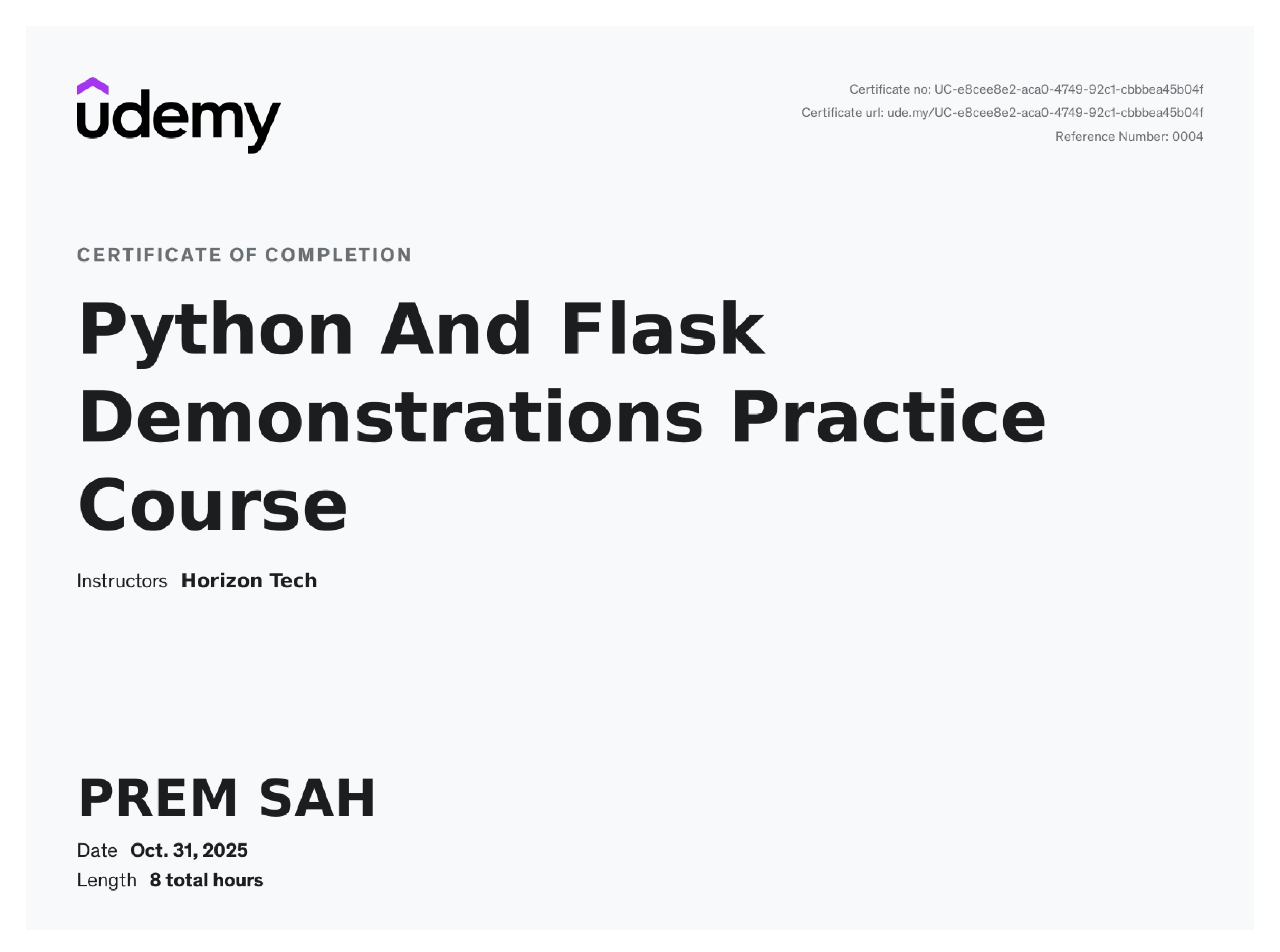 Python Flask Certificate