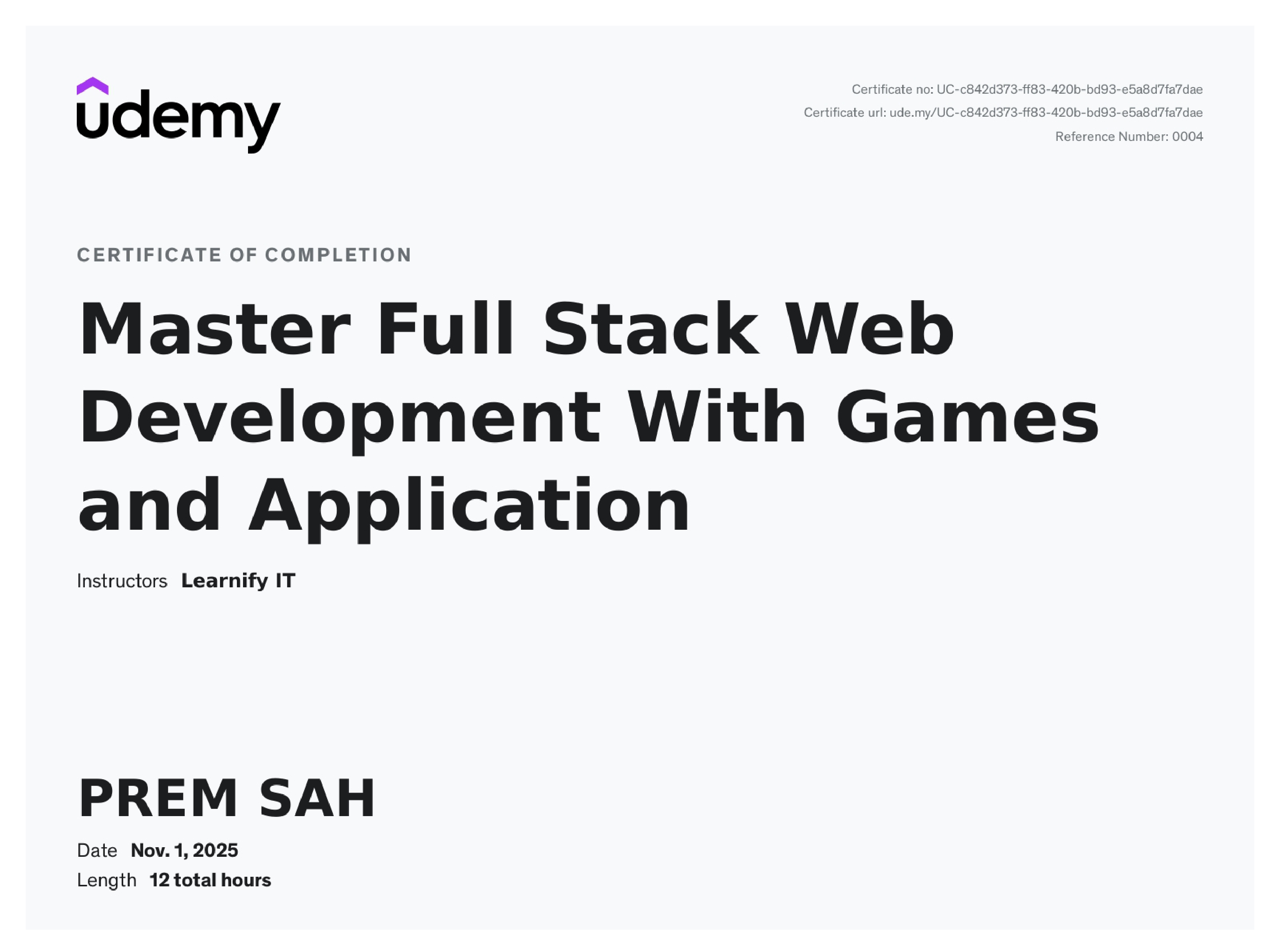 Full Stack Web Development Certificate